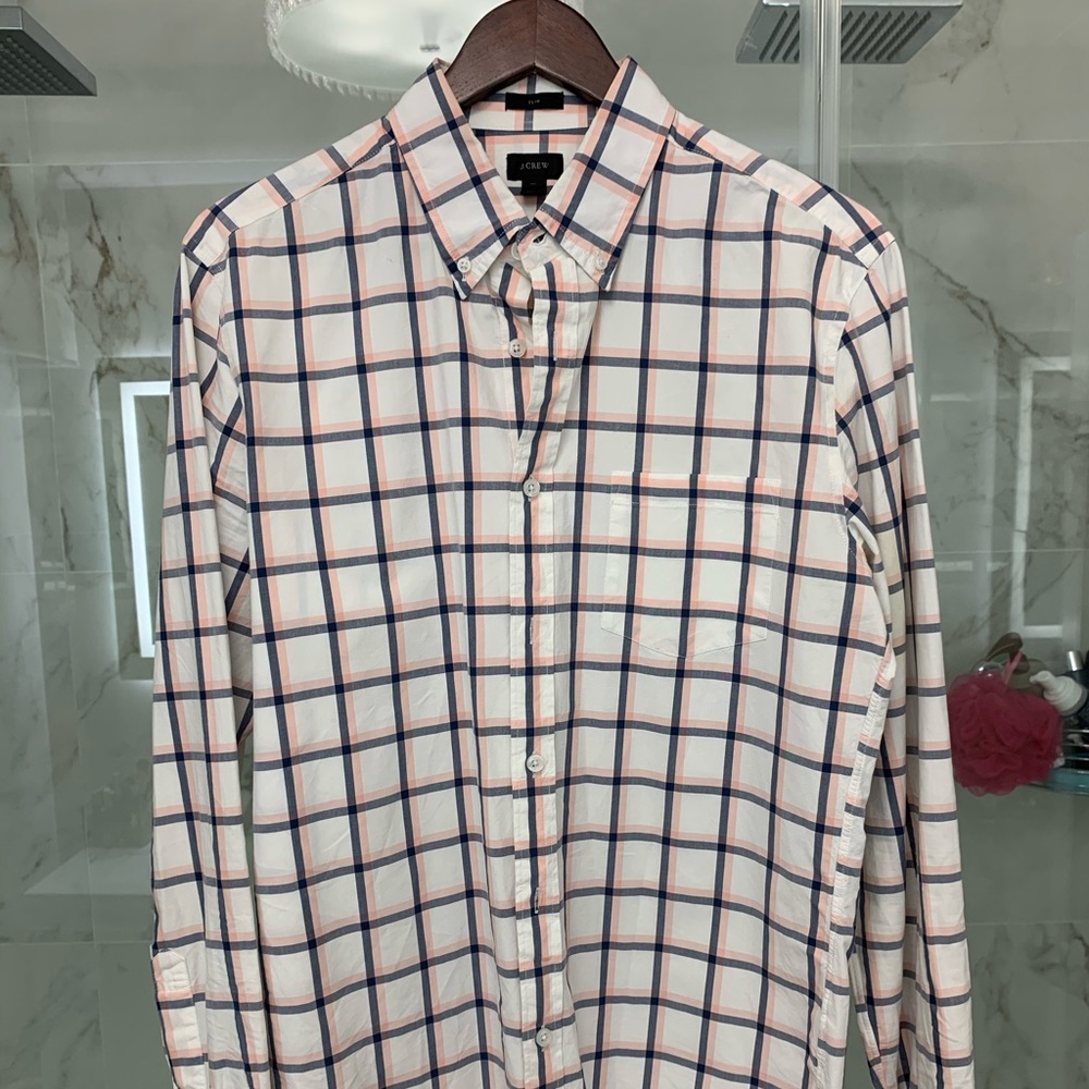 J Crew Gingham Button Down Shirt